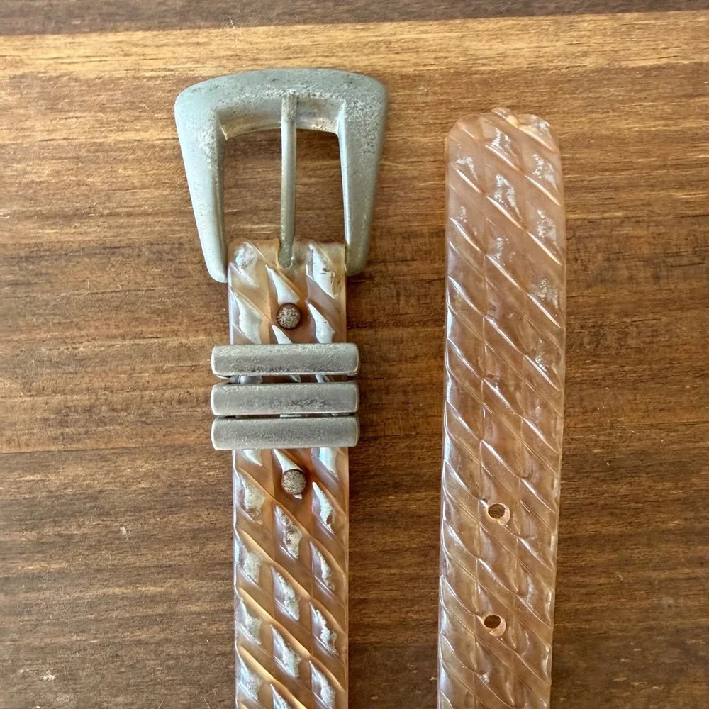 Vintage Lucite Style Translucent Carved Belt 36